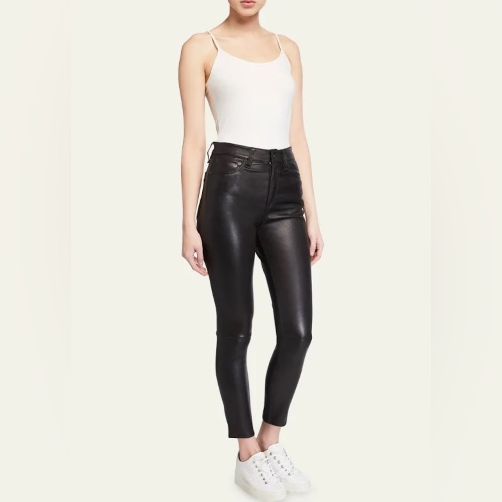 Preowned Rag & Bone Leather Pants in Dark Grey -1